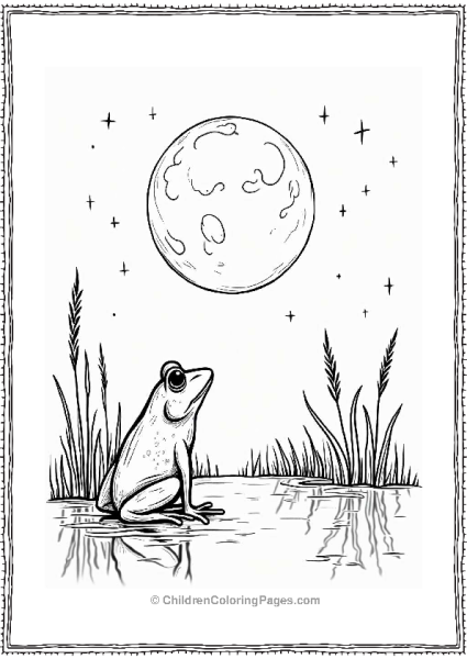 Frog Gazing At The Moonlit Marsh Free PDF Printable