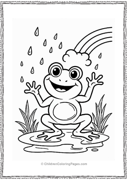 Frog Hopping In Puddles On A Rainy Day Free PDF Printable