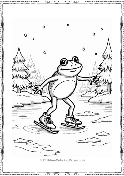 Frog Ice Skating On A Frozen Pond Free PDF Printable