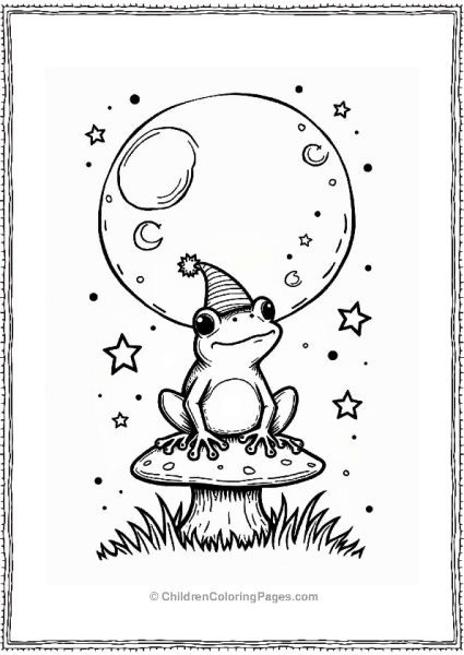 Frog In A Hat On A Mushroom Free PDF Printable