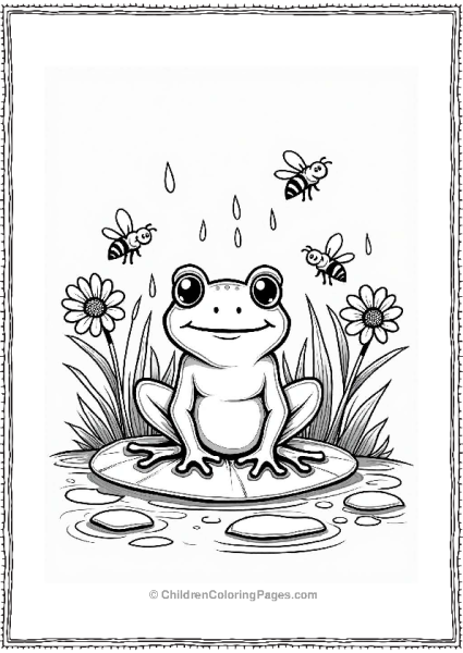 Frog In Spring Flowers Free PDF Printable