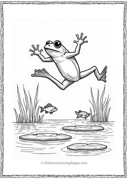 Frog Jumping Above Lily Pads Free PDF Printable