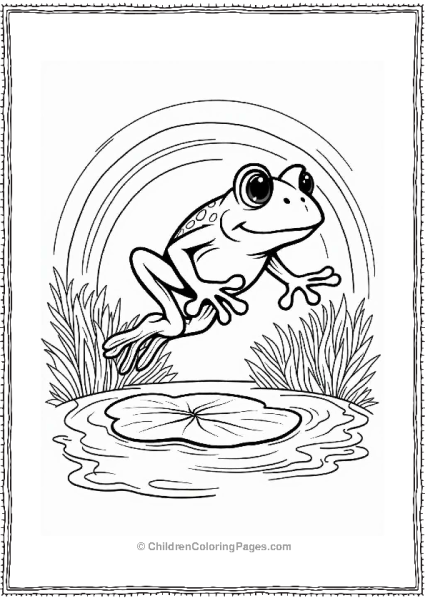 Frog Leaping Above A Lily Pad Free PDF Printable