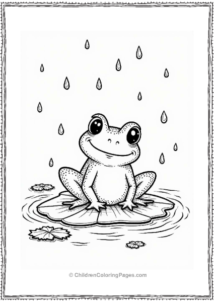 Frog On A Lily Pad In The Rain Free PDF Printable