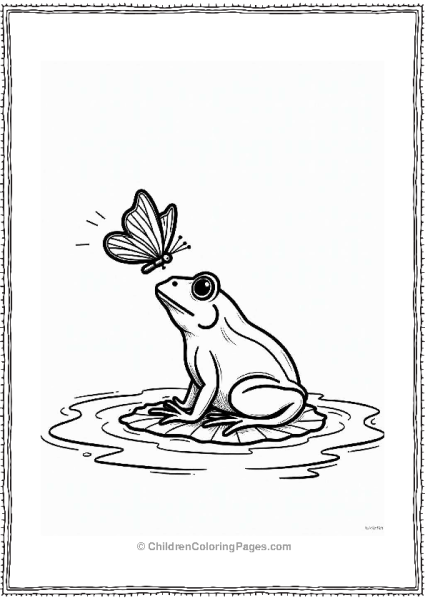 Frog On A Lily Pad With Butterfly Free PDF Printable