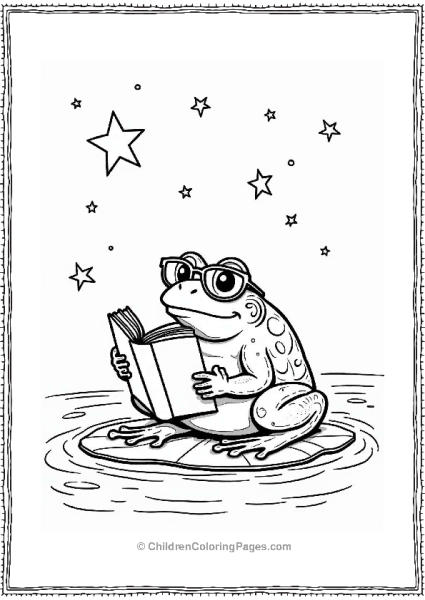 Frog Reading Under A Starry Sky Free PDF Printable