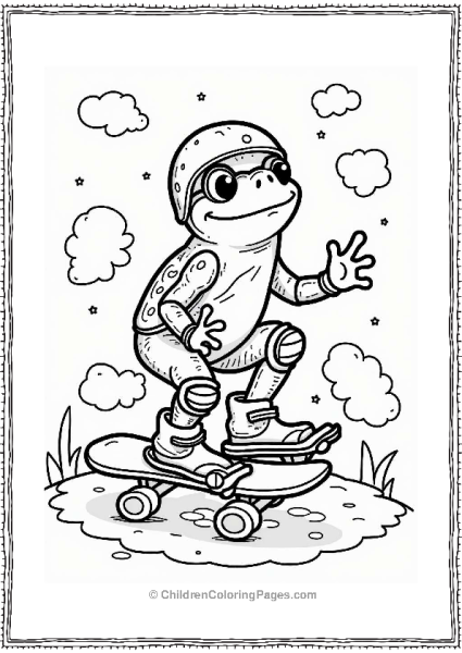 Frog Skater On A Ramp Free PDF Printable