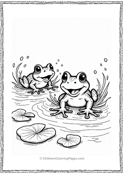 Frog Swimming Race In A Clear Pond Free PDF Printable