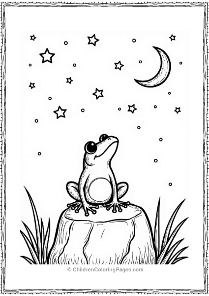 Frog Under A Starry Night Sky Free PDF Printable