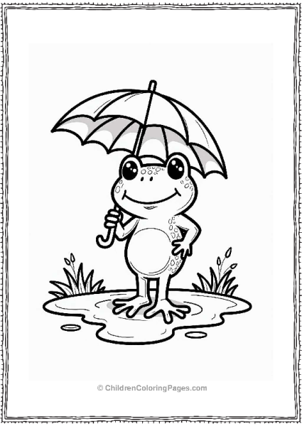 Frog With Umbrella In A Puddle Free PDF Printable