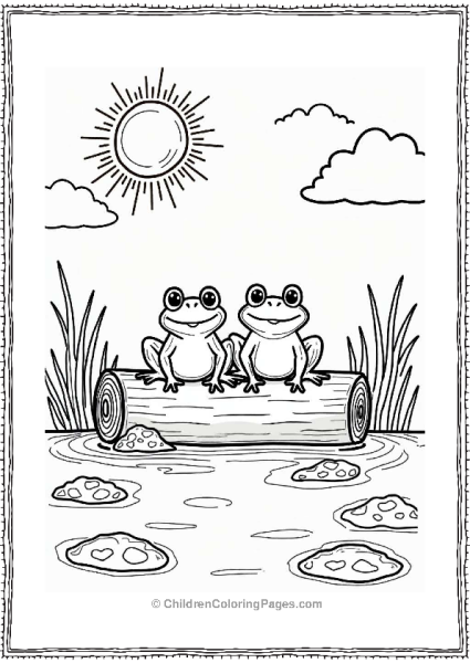 Frogs Basking On A Log In The Sun Free PDF Printable