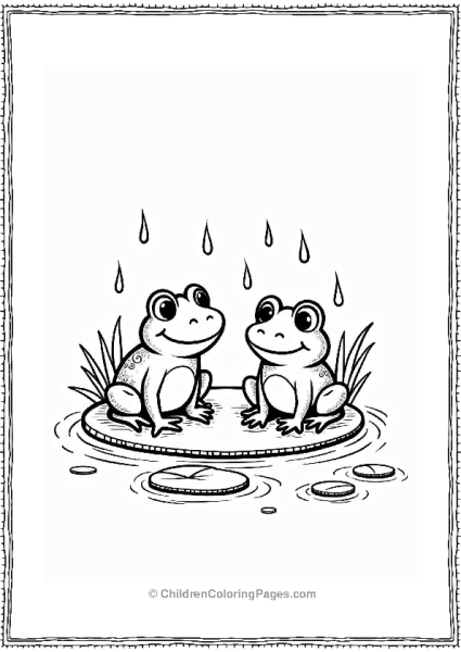 Frogs In A Rainy Puddle Free PDF Printable