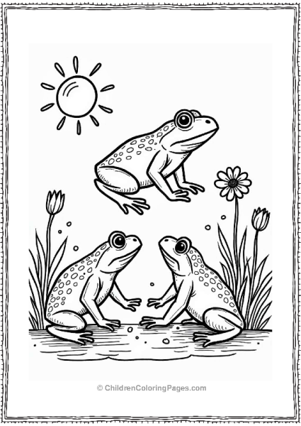 Frogs Playing Leapfrog In A Sunny Meadow Free PDF Printable