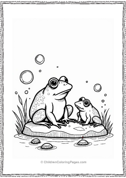 Frogs Sharing A Snack On A Rock Free PDF Printable