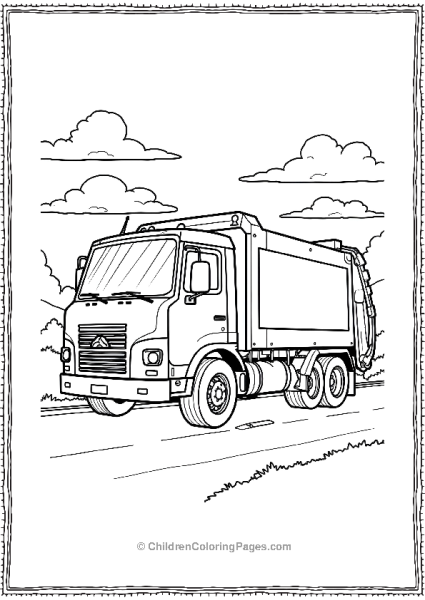 Garbage Truck At A Sunset With A Sky Free PDF Printable