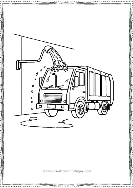 Garbage Truck Being Washed Free PDF Printable