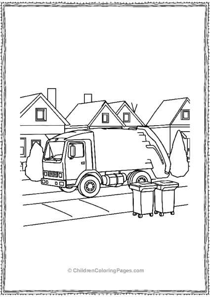 Garbage Truck Collecting Trash From Homes Free PDF Printable