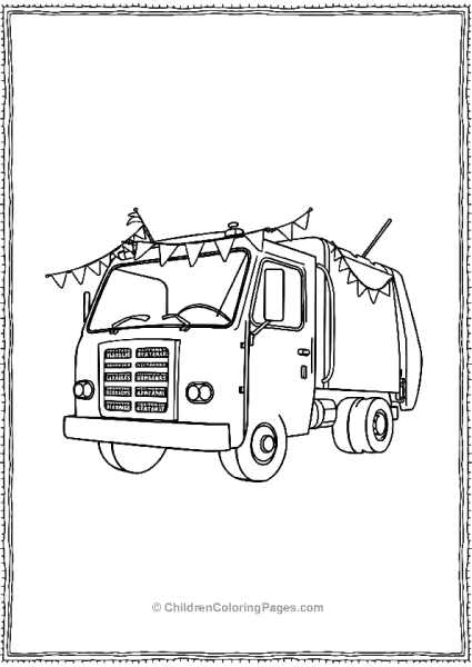 Garbage Truck Decorated With Steamers And Flags Free PDF Printable