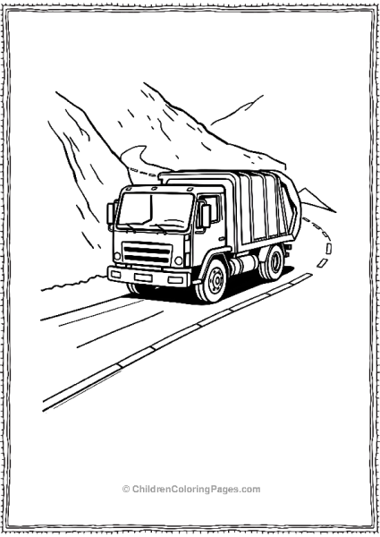 Garbage Truck Driving In Mountains Free PDF Printable