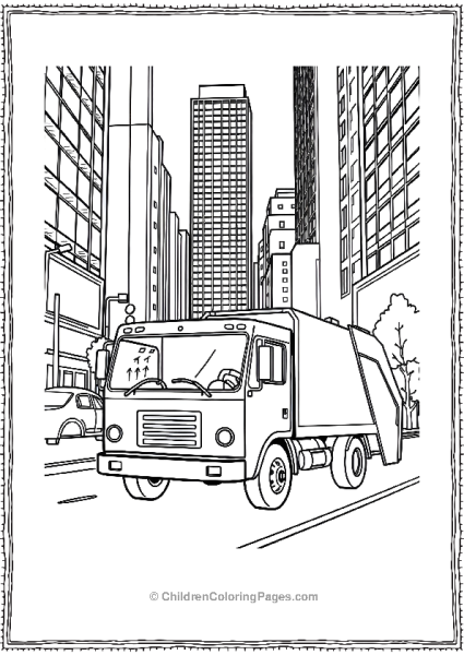 Garbage Truck Driving Through A City Free PDF Printable