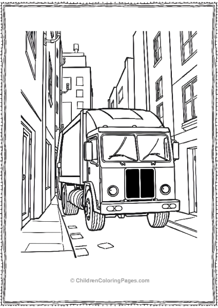 Garbage Truck Maneuvering Through A Tight Alley  Free PDF Printable