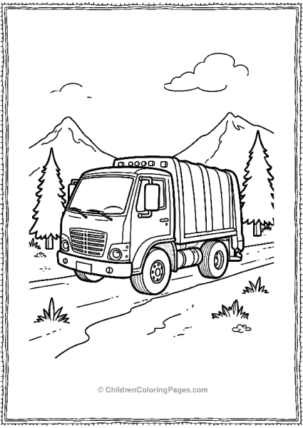 Garbage Truck On A Dirt Road Free PDF Printable