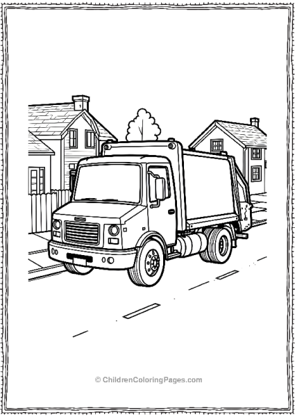 Garbage Truck On A Quiet Street Free PDF Printable