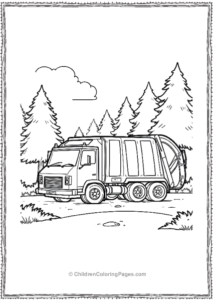 Garbage Truck Parked At The Edge Of Forest Free PDF Printable