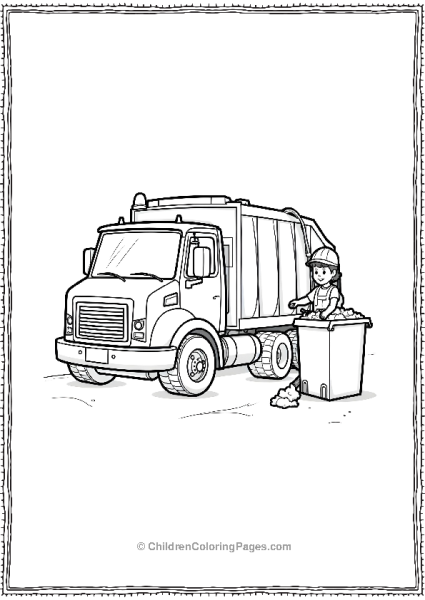 Garbage Truck Parked Near A Dumpster Free PDF Printable