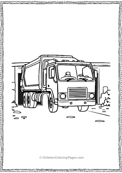 Garbage Truck Pulling Out Of Its Garage Free PDF Printable