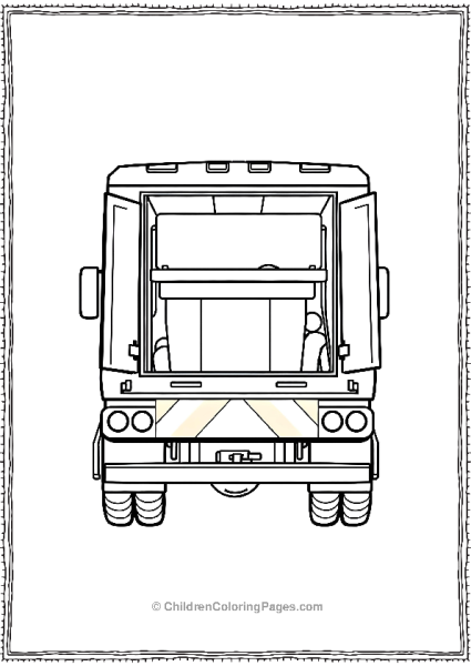 Garbage Truck Rear View Free PDF Printable