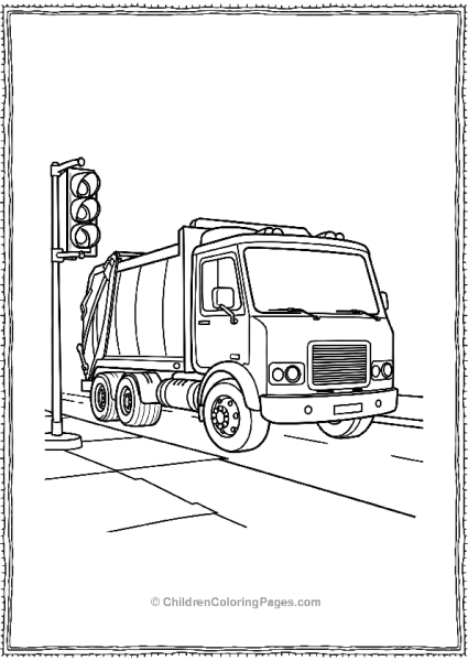 Garbage Truck Stopped At A Traffic Light Free PDF Printable