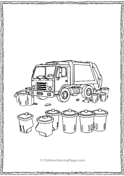 Garbage Truck Surrounded By Scattered Trash Free PDF Printable