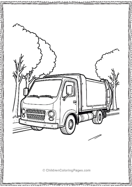 Garbage Truck Surrounded By Trees Free PDF Printable