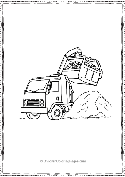 Garbage Truck Unloading Waste Free PDF Printable