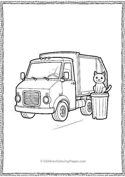 Garbage Truck With A Stray Cat Free PDF Printable