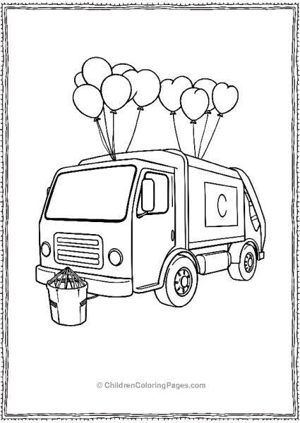 Garbage Truck With Balloons Tied To It Free PDF Printable