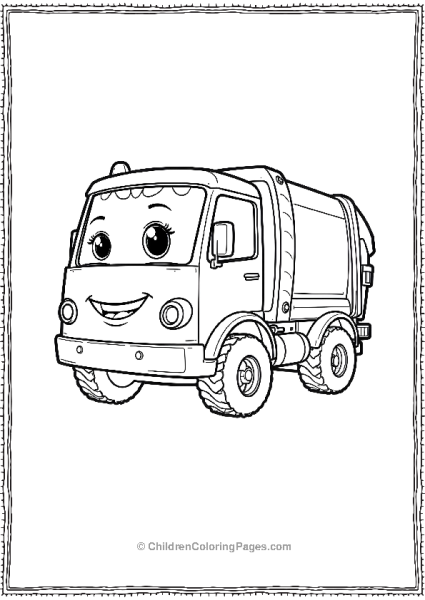 Garbage Truck With Cartoon Style Wheels Free PDF Printable