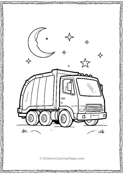 Garbage Truck With Moonlit Free PDF Printable