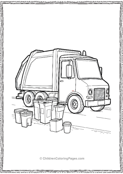 Garbage Truck With Nearly Stacked Recycle Bins Free PDF Printable