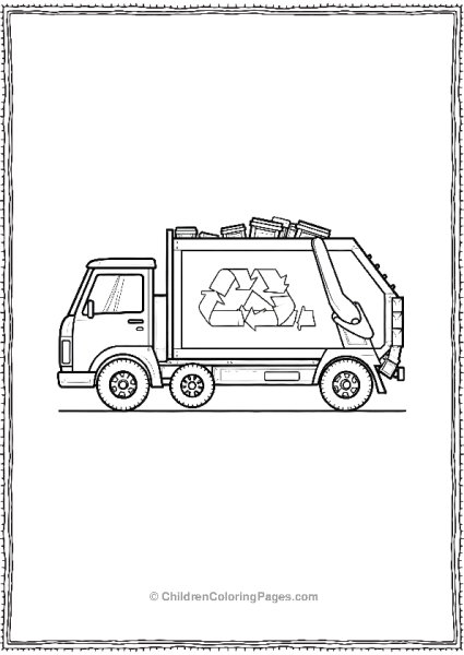 Garbage Truck With Recycling Symbols Free PDF Printable