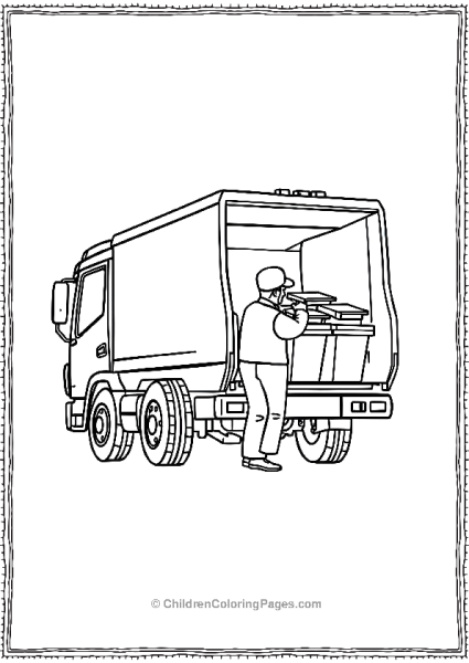 Garbage Truck With Worker Emptying Bins In It Free PDF Printable