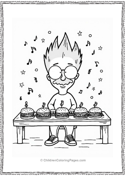 Gene Playing Keyboard Among Burgers Free PDF Printable