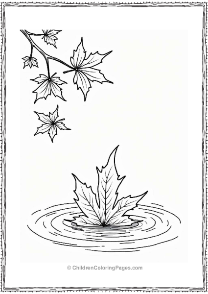 Gentle Maple Leaves On A Tranquil Pond Free PDF Printable