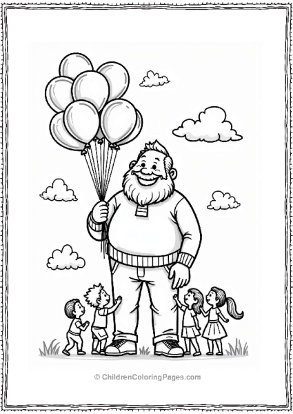 Giant With Balloons And Children Free PDF Printable