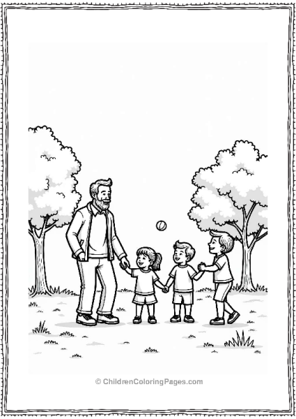 Grandfather And Grandchildren Playing Catch In The Park Free PDF Printable