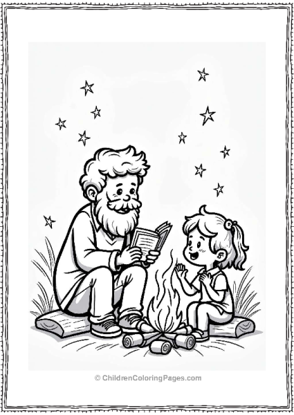 Grandfather Telling Stories By The Campfire Free PDF Printable