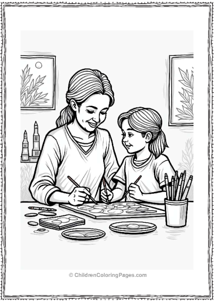 Grandmother And Granddaughter Painting Together Free PDF Printable