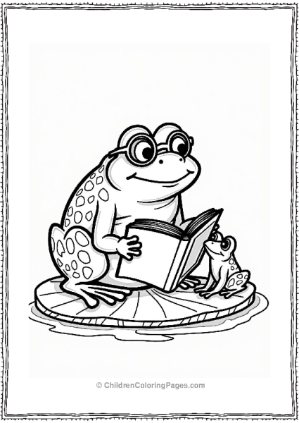 Grandpa Frog Reading On A Lily Pad Free PDF Printable