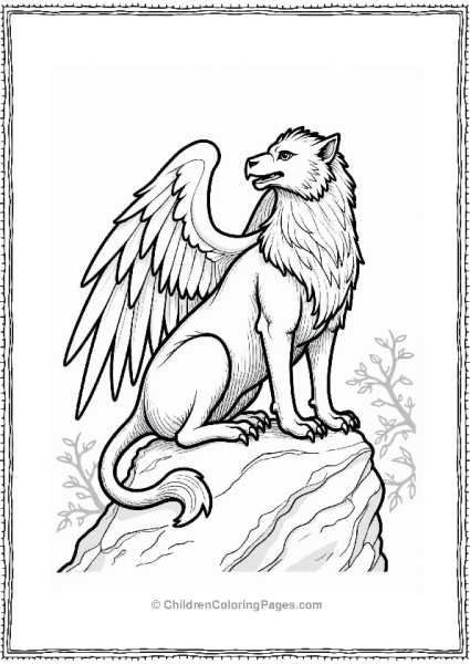 Griffin Resting On A Rock Free PDF Printable